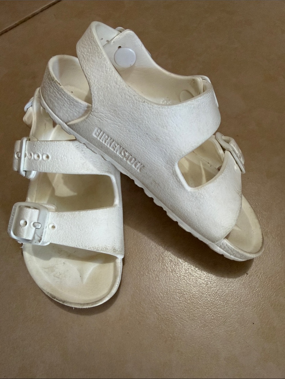 Birkenstock White Double-Buckle Kids Sandals